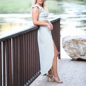 Lost + Wander grey and white striped set